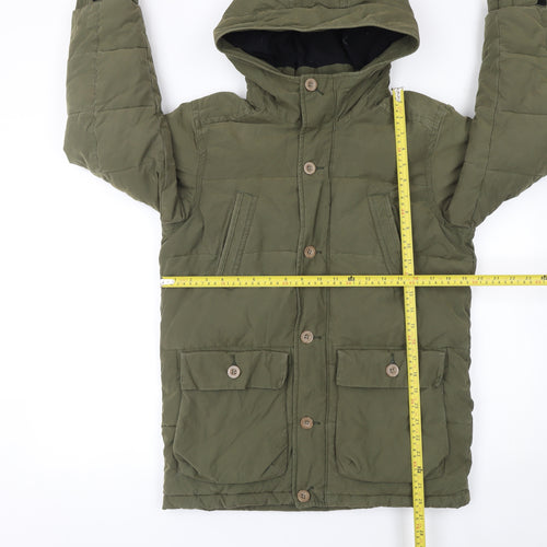 Gap Kids Boys Green Hooded Puffer Jacket 12-13 Years Winter Coat