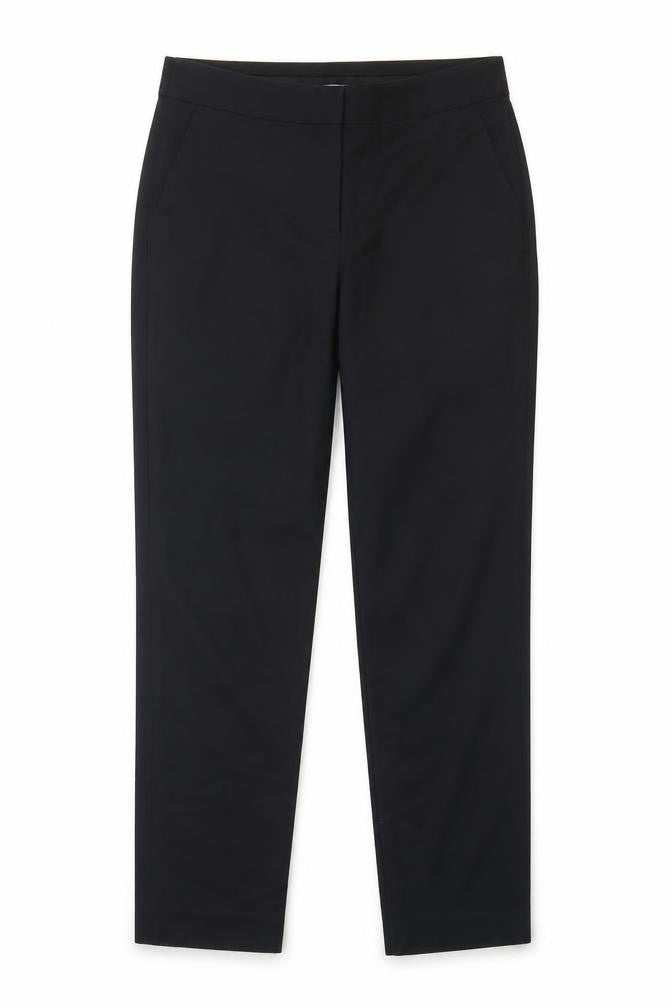 Front view of Witchery Women's Black Slim Fit Cotton Blend Stretch Trousers, size 10