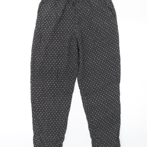 H&M Womens Black Geometric Tapered Trousers Size 6 Viscose