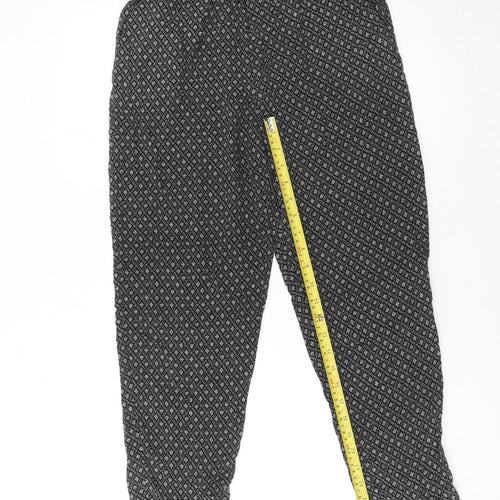 H&M Womens Black Geometric Tapered Trousers Size 6 Viscose