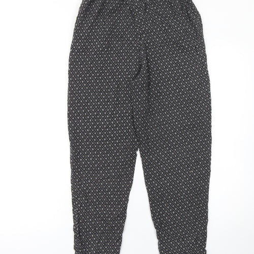 H&M Womens Black Geometric Tapered Trousers Size 6 Viscose