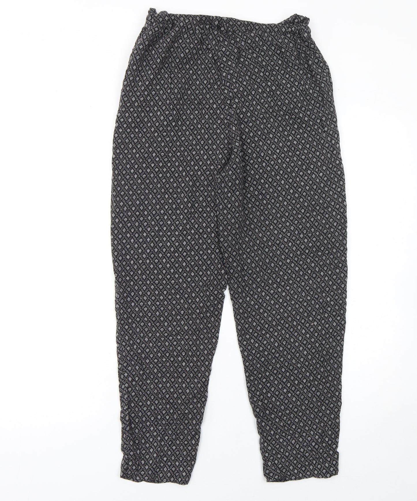 H&M Womens Black Geometric Tapered Trousers Size 6 Viscose
