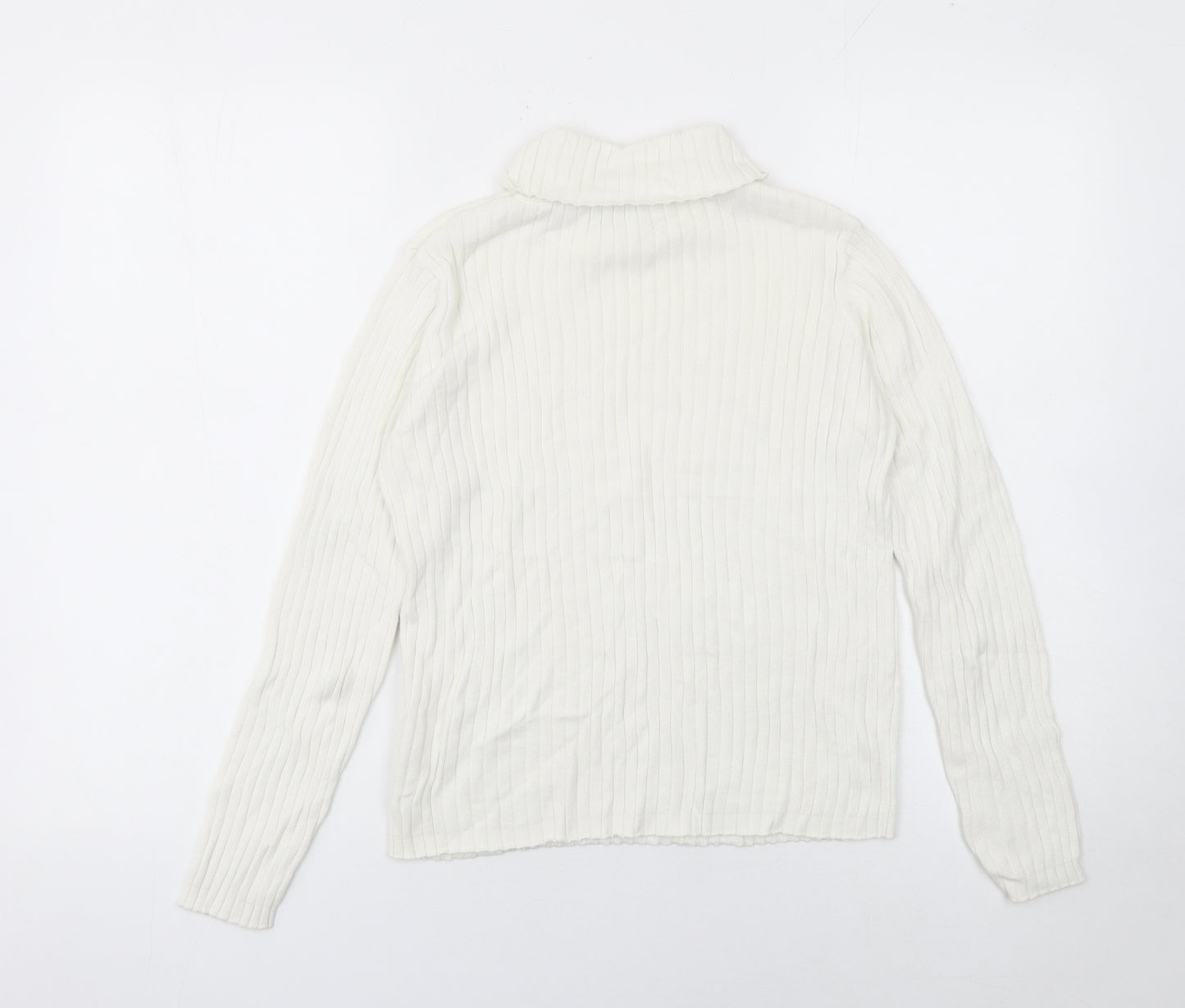 LC Waikiki Girls Ivory Roll Neck Ribbed Cotton Jumper 10-11 Years