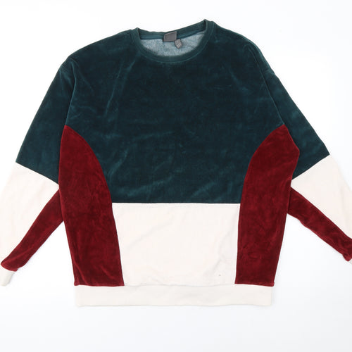 ASOS Men’s Multicoloured Velvet Colour Block Sweatshirt Size S