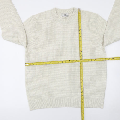 Marks and Spencer Men’s Ivory Waffle-Knit Wool Blend Jumper L