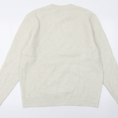 Marks and Spencer Men’s Ivory Waffle-Knit Wool Blend Jumper L