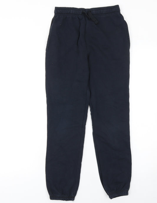 Marks and Spencer Boys Black Jogger Trousers 11-12 Years Cotton Blend