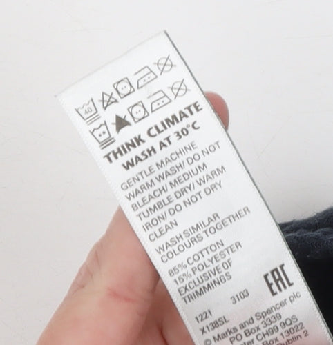 Marks and Spencer Boys Black Jogger Trousers 11-12 Years Cotton Blend