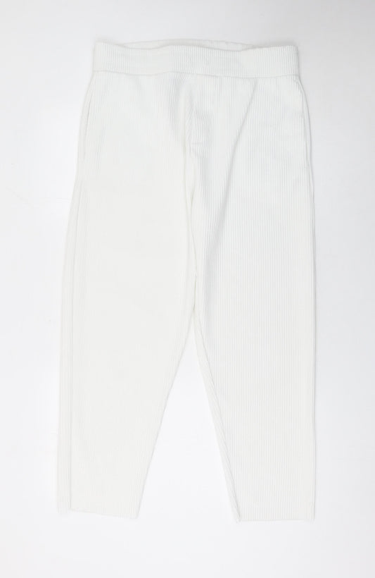 ZARA Women’s White XL Knit Jogger Trousers Stretch Comfort Fit
