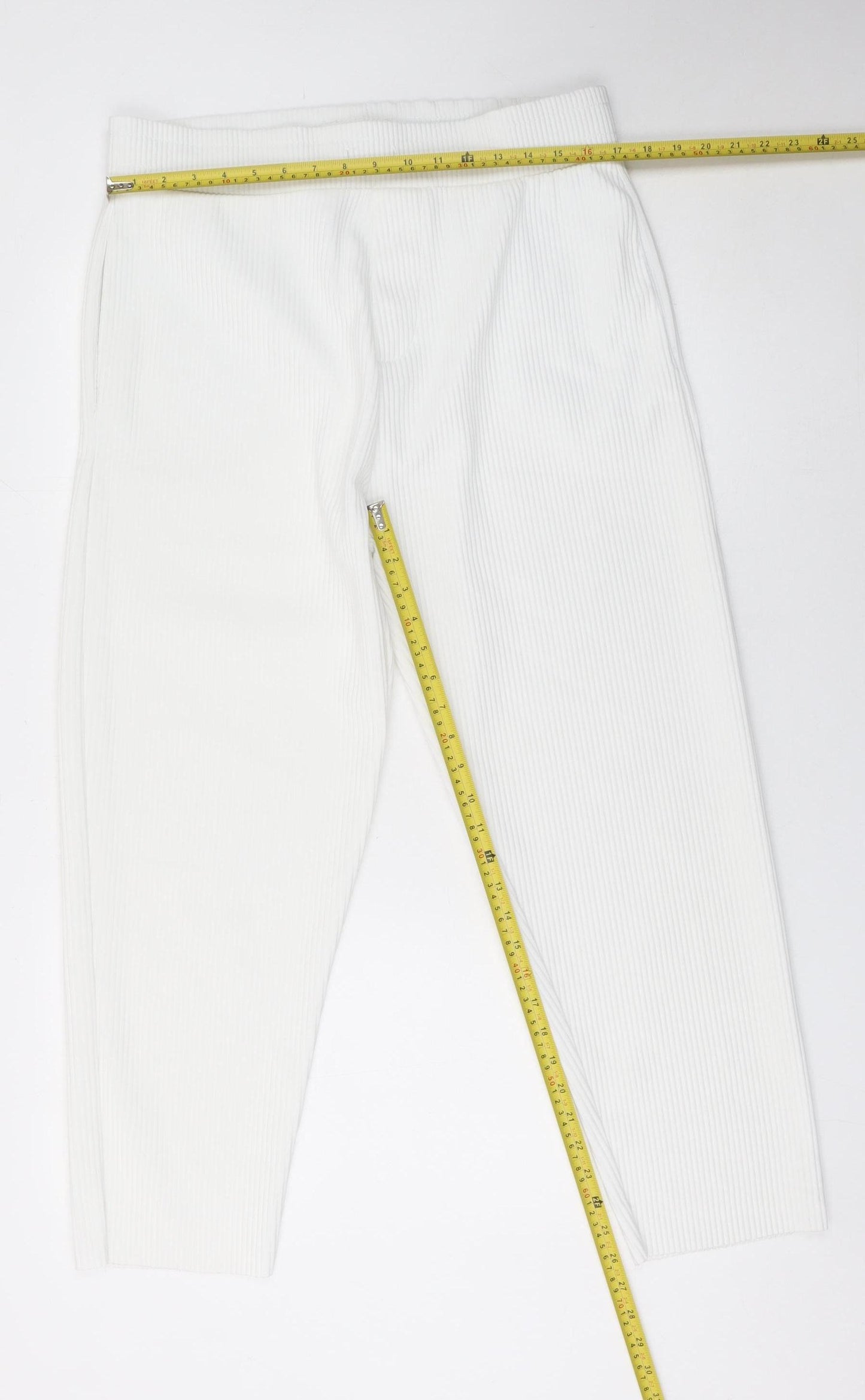 ZARA Women’s White XL Knit Jogger Trousers Stretch Comfort Fit