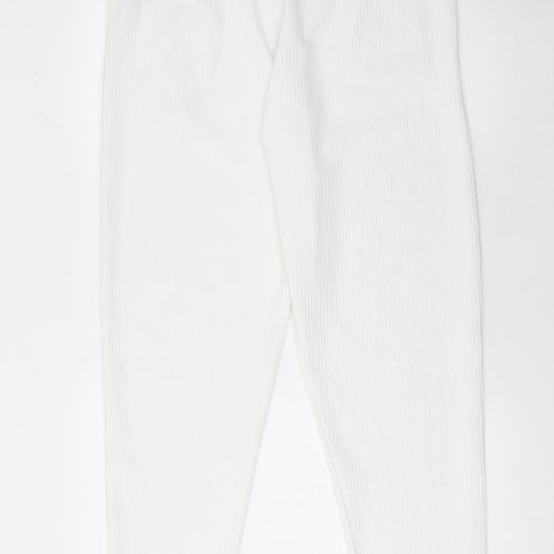 ZARA Women’s White XL Knit Jogger Trousers Stretch Comfort Fit
