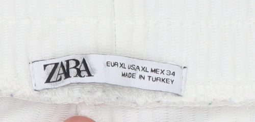 ZARA Women’s White XL Knit Jogger Trousers Stretch Comfort Fit