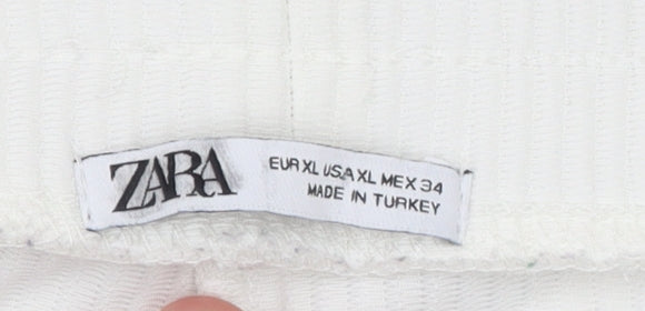 ZARA Women’s White XL Knit Jogger Trousers Stretch Comfort Fit