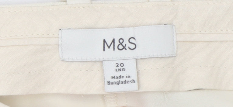 Marks and Spencer Women Ivory Size 20 Tall Straight Trousers
