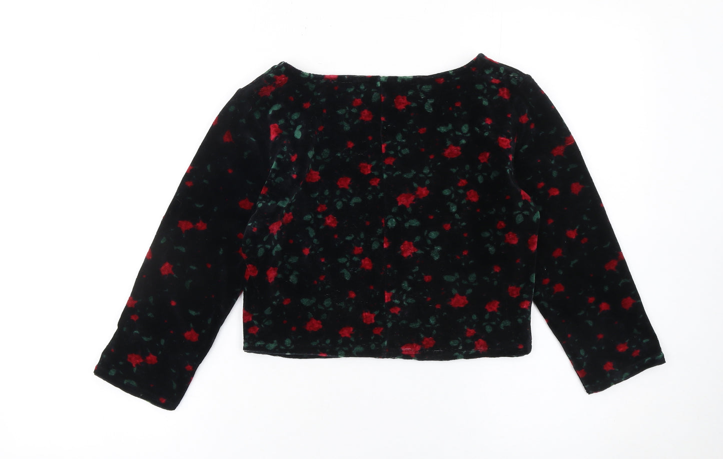 Staring at Stars Women's Black Floral Velvet Cropped Blouse Size M