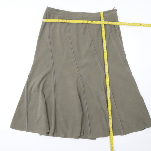 Bonmarché Women's Brown A-Line Midi Skirt Size 16 Stretch