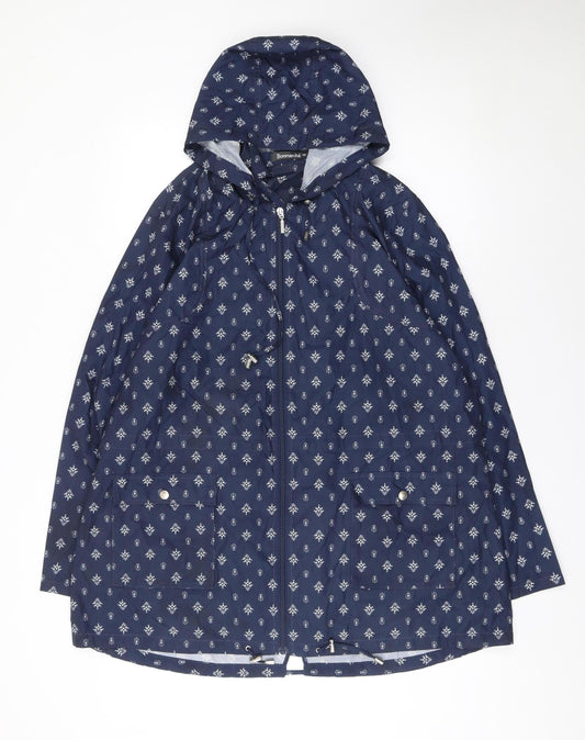 Bonmarché Women's Blue Floral Hooded Rain Coat Size 20