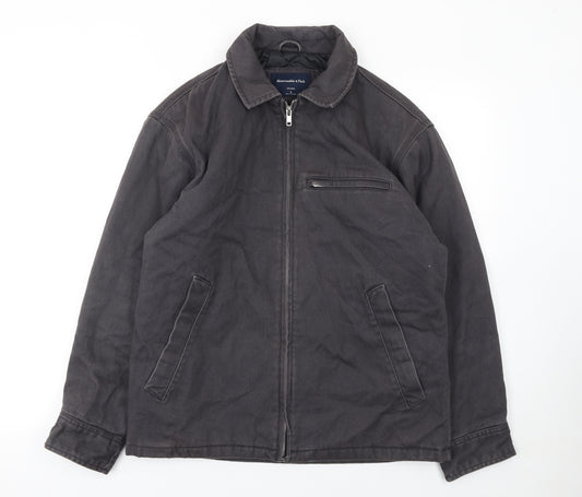Abercrombie & Fitch Men's Black Relaxed Cotton Zip Jacket Size S