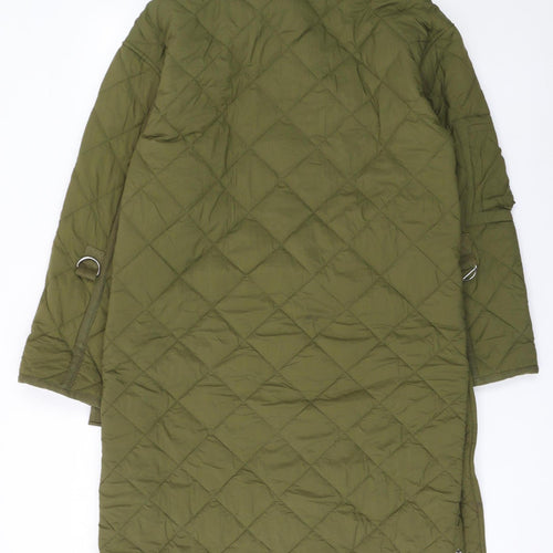 H&M Women’s Green Quilted Long Coat Size 4 Regular