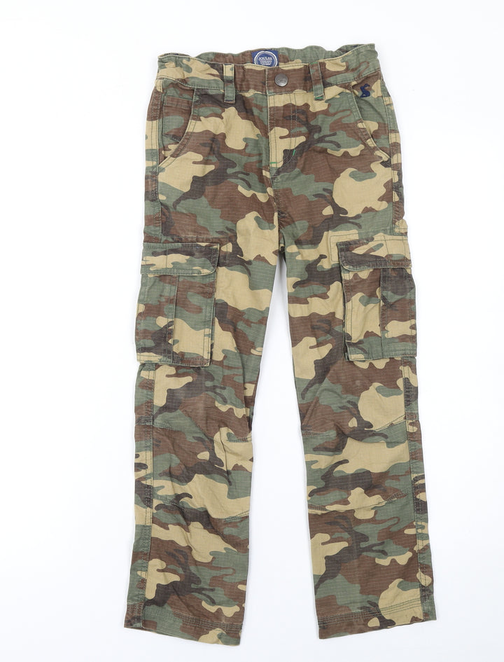Joules Boys Beige Camouflage Cargo Trousers 8 Years 100% Cotton