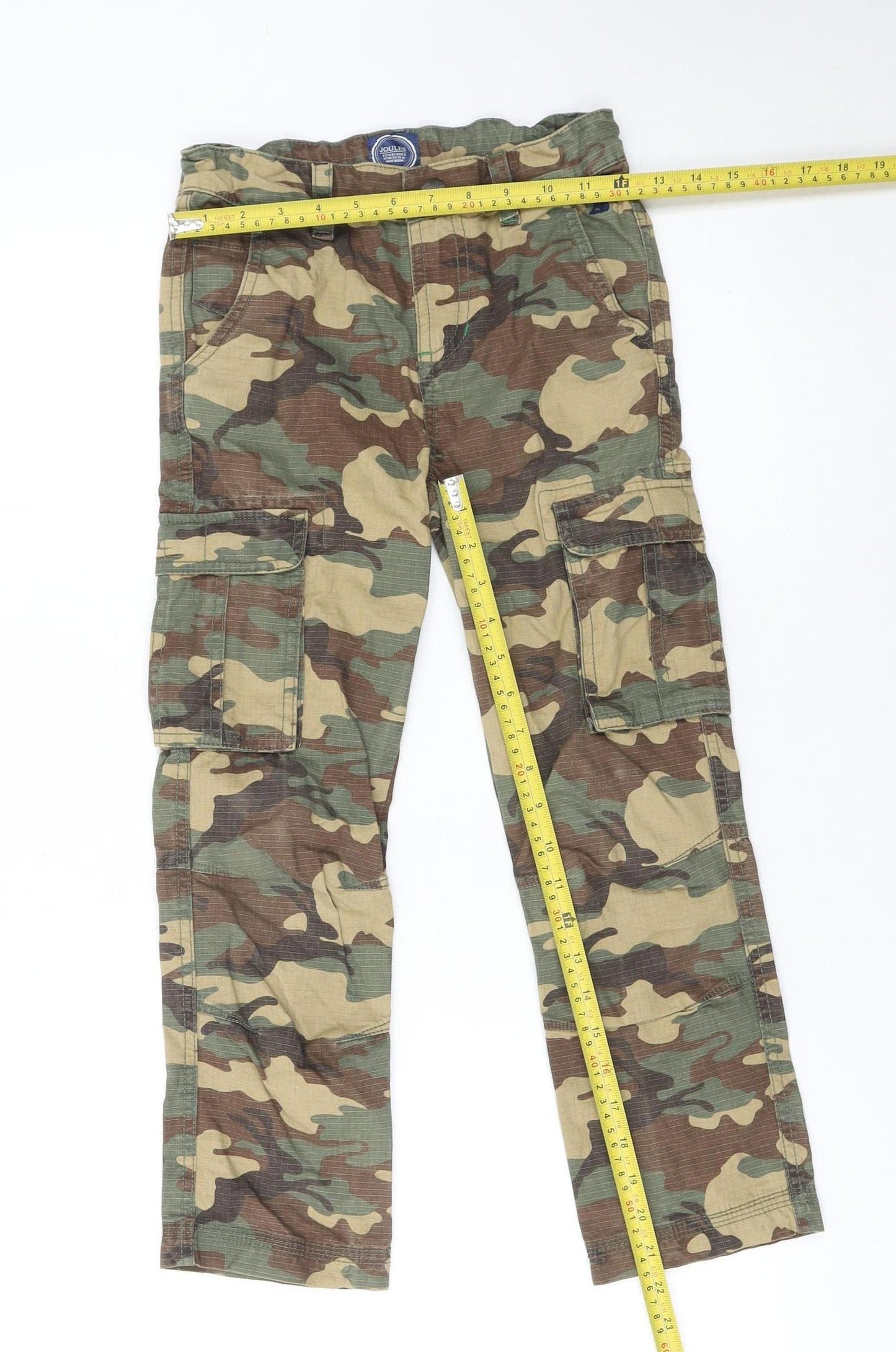 Joules Boys Beige Camouflage Cargo Trousers 8 Years 100% Cotton