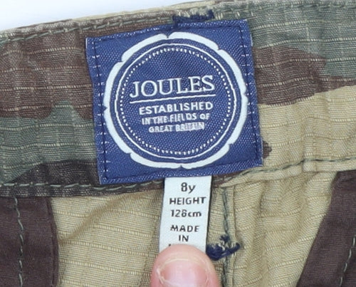 Joules Boys Beige Camouflage Cargo Trousers 8 Years 100% Cotton