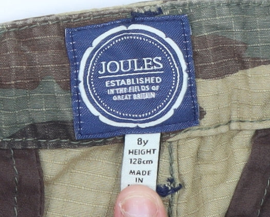 Joules Boys Beige Camouflage Cargo Trousers 8 Years 100% Cotton