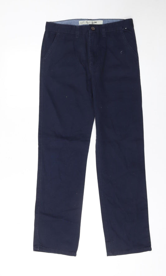 Denim Co Boys Blue Slim Fit Chino Trousers 12-13 Years Cotton