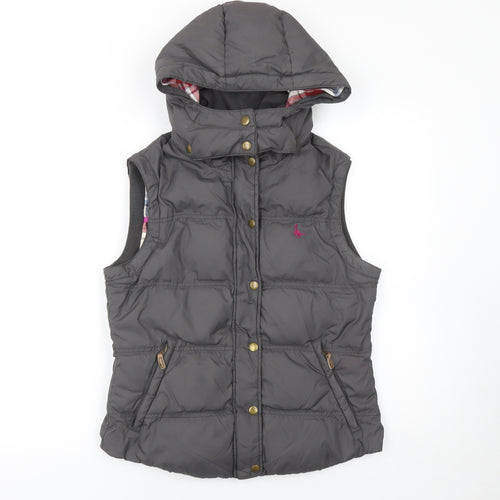 Jack Wills Womens Grey Hooded Padded Waistcoat UK 10 Casual Outerwear