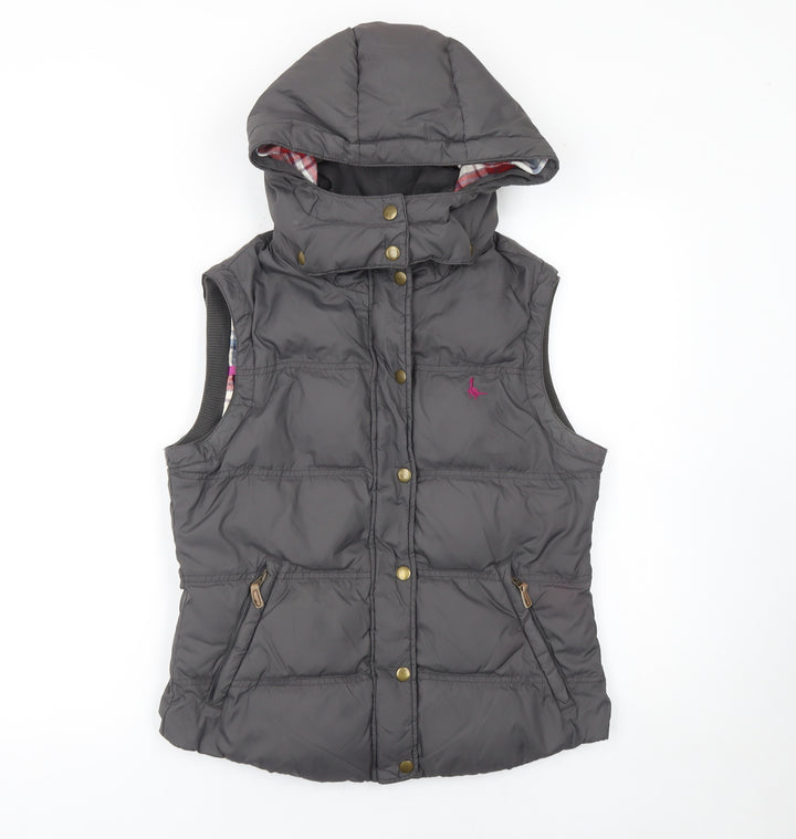 Jack Wills Womens Grey Hooded Padded Waistcoat UK 10 Casual Outerwear