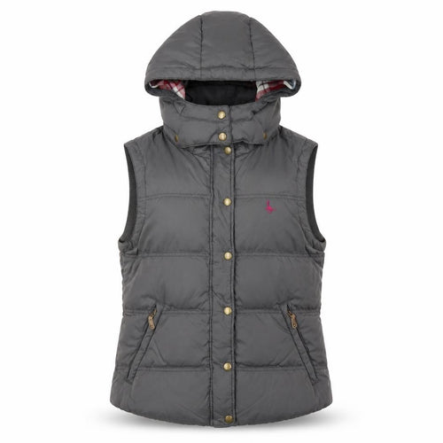 Jack Wills Womens Grey Hooded Padded Waistcoat UK 10 Casual Outerwear