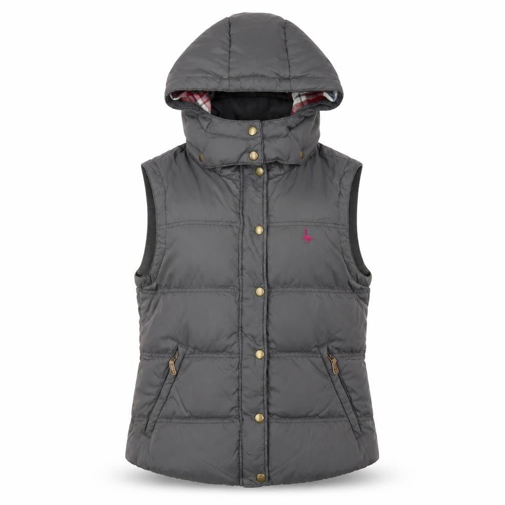 Jack Wills Womens Grey Hooded Padded Waistcoat UK 10 Casual Outerwear