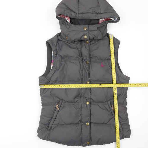Jack Wills Womens Grey Hooded Padded Waistcoat UK 10 Casual Outerwear