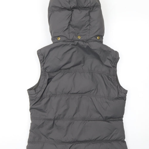 Jack Wills Womens Grey Hooded Padded Waistcoat UK 10 Casual Outerwear