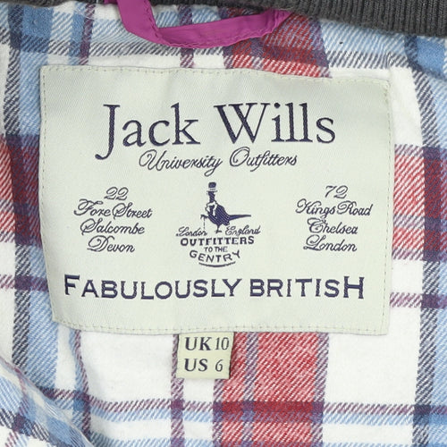 Jack Wills Womens Grey Hooded Padded Waistcoat UK 10 Casual Outerwear