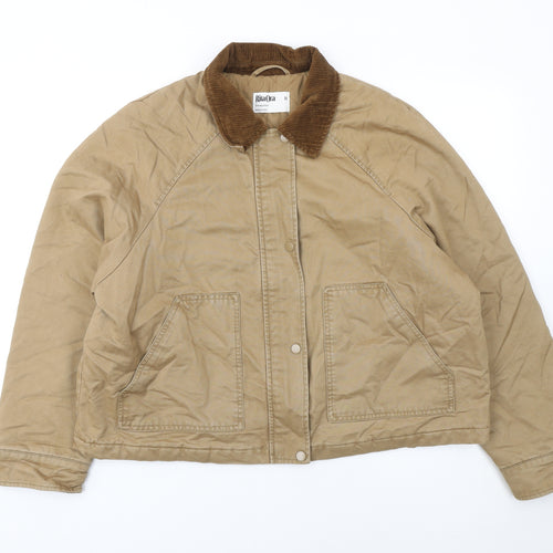 Primark Women Beige Bomber Jacket M Cotton Lined Classic Style