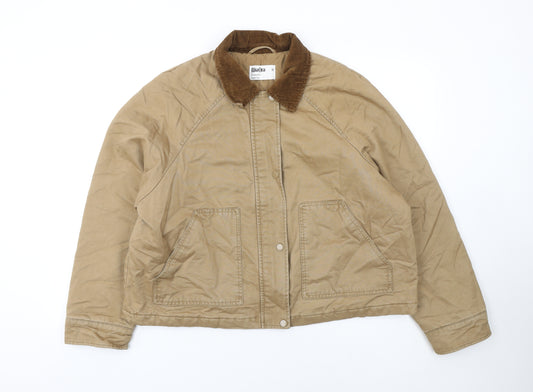 Primark Women Beige Bomber Jacket M Cotton Lined Classic Style