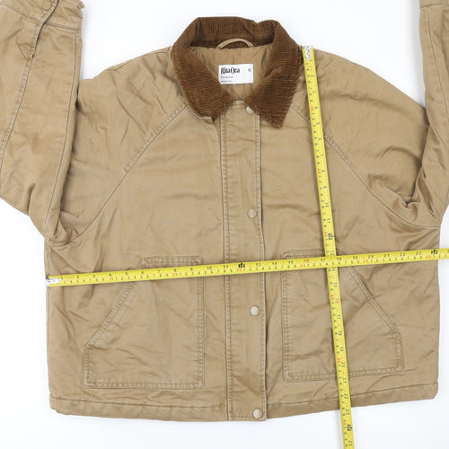 Primark Women Beige Bomber Jacket M Cotton Lined Classic Style