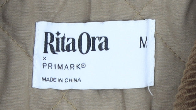 Primark Women Beige Bomber Jacket M Cotton Lined Classic Style