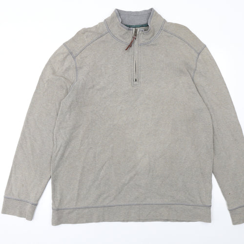 Marks and Spencer Men's Grey 1/4 Zip Cotton Sweatshirt Size L