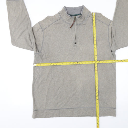 Marks and Spencer Men's Grey 1/4 Zip Cotton Sweatshirt Size L