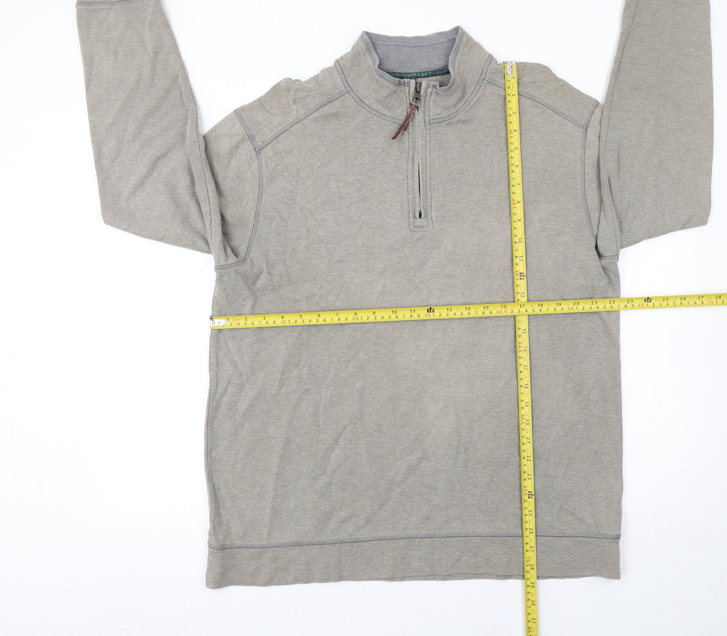 Marks and Spencer Men's Grey 1/4 Zip Cotton Sweatshirt Size L