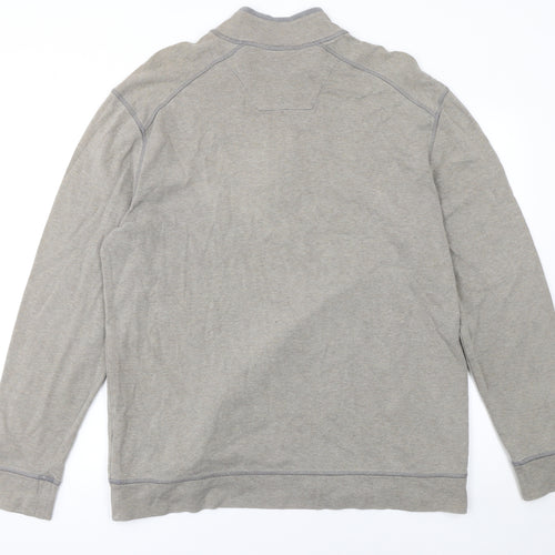 Marks and Spencer Men's Grey 1/4 Zip Cotton Sweatshirt Size L