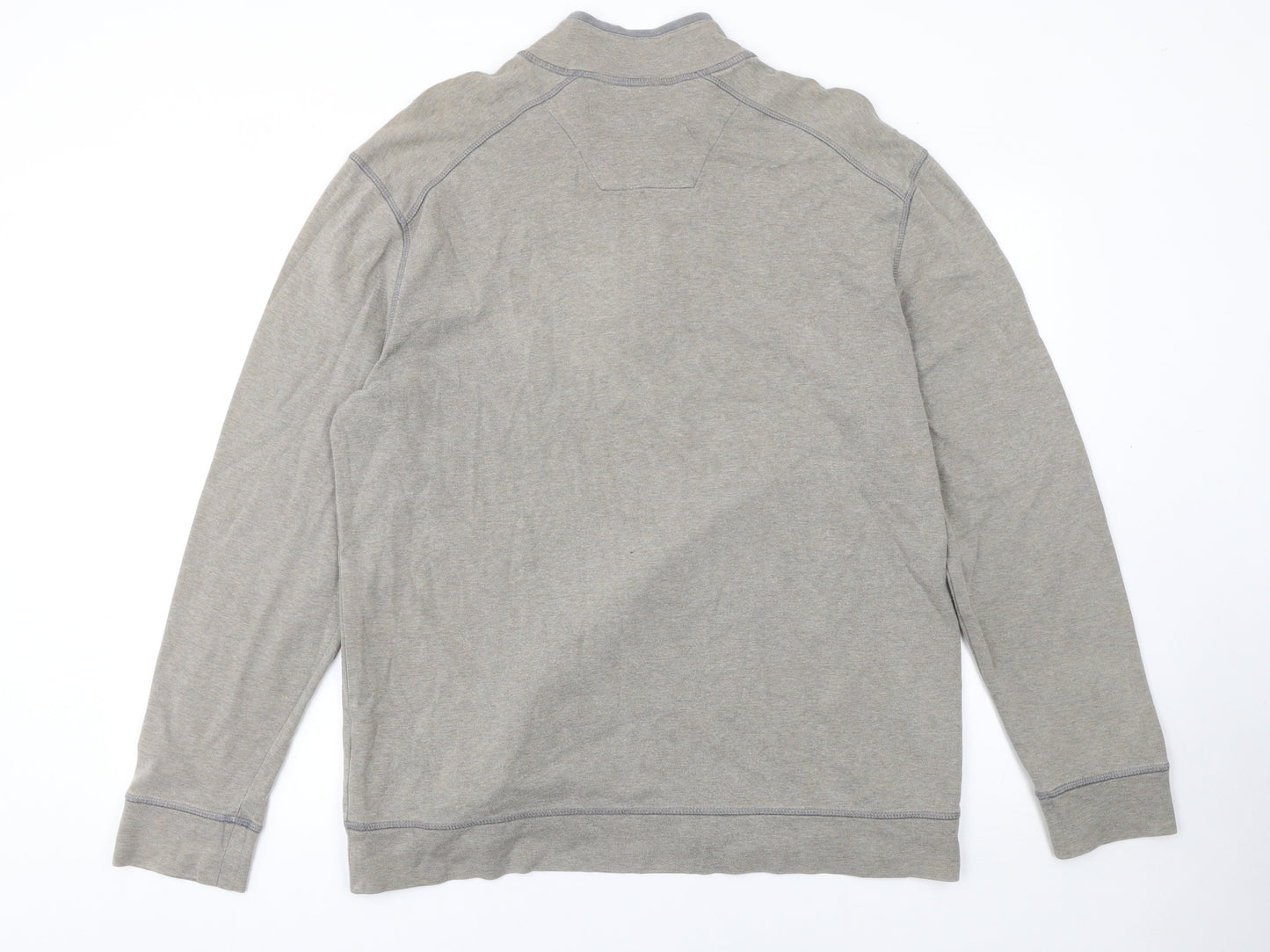 Marks and Spencer Men's Grey 1/4 Zip Cotton Sweatshirt Size L