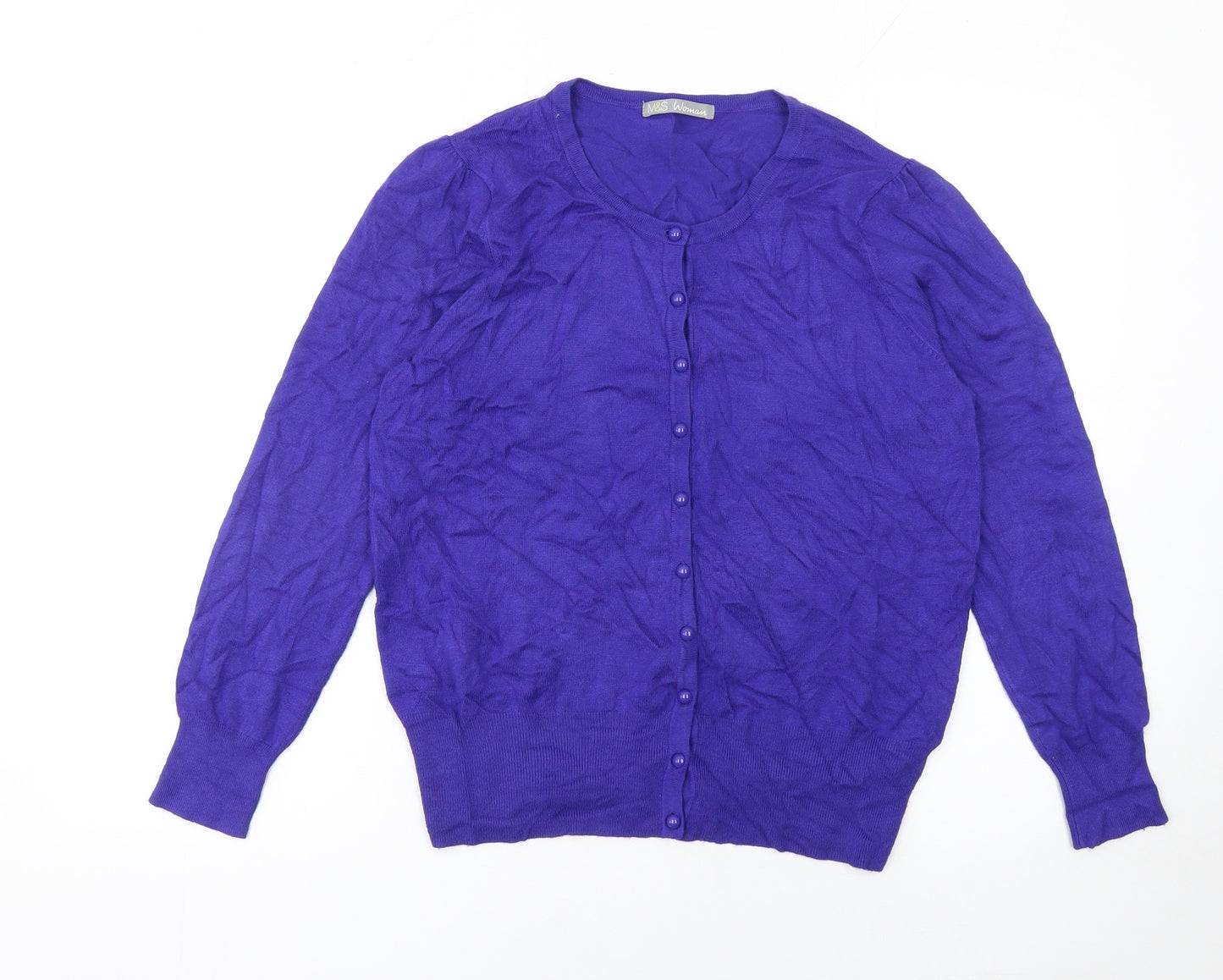 Marks and Spencer Women's Purple Long Sleeve Cardigan UK 16