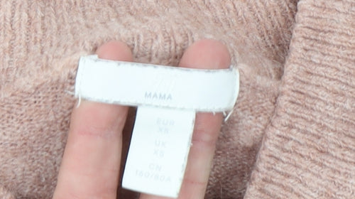 H&M MAMA Women’s Beige Mock Neck Knit Jumper XS