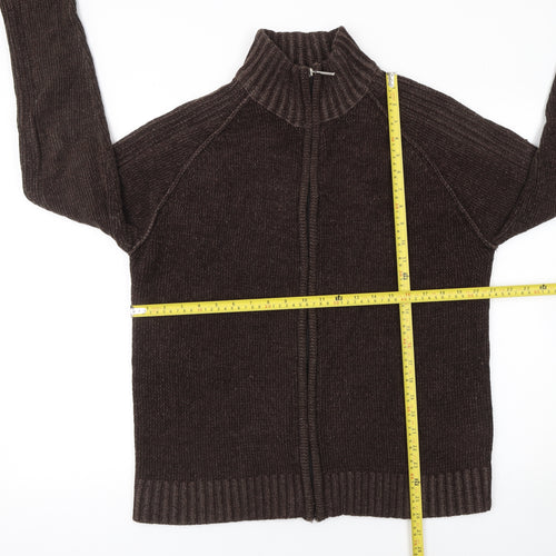 Burton Men's Brown Acrylic Full Zip High Neck Jumper Size L