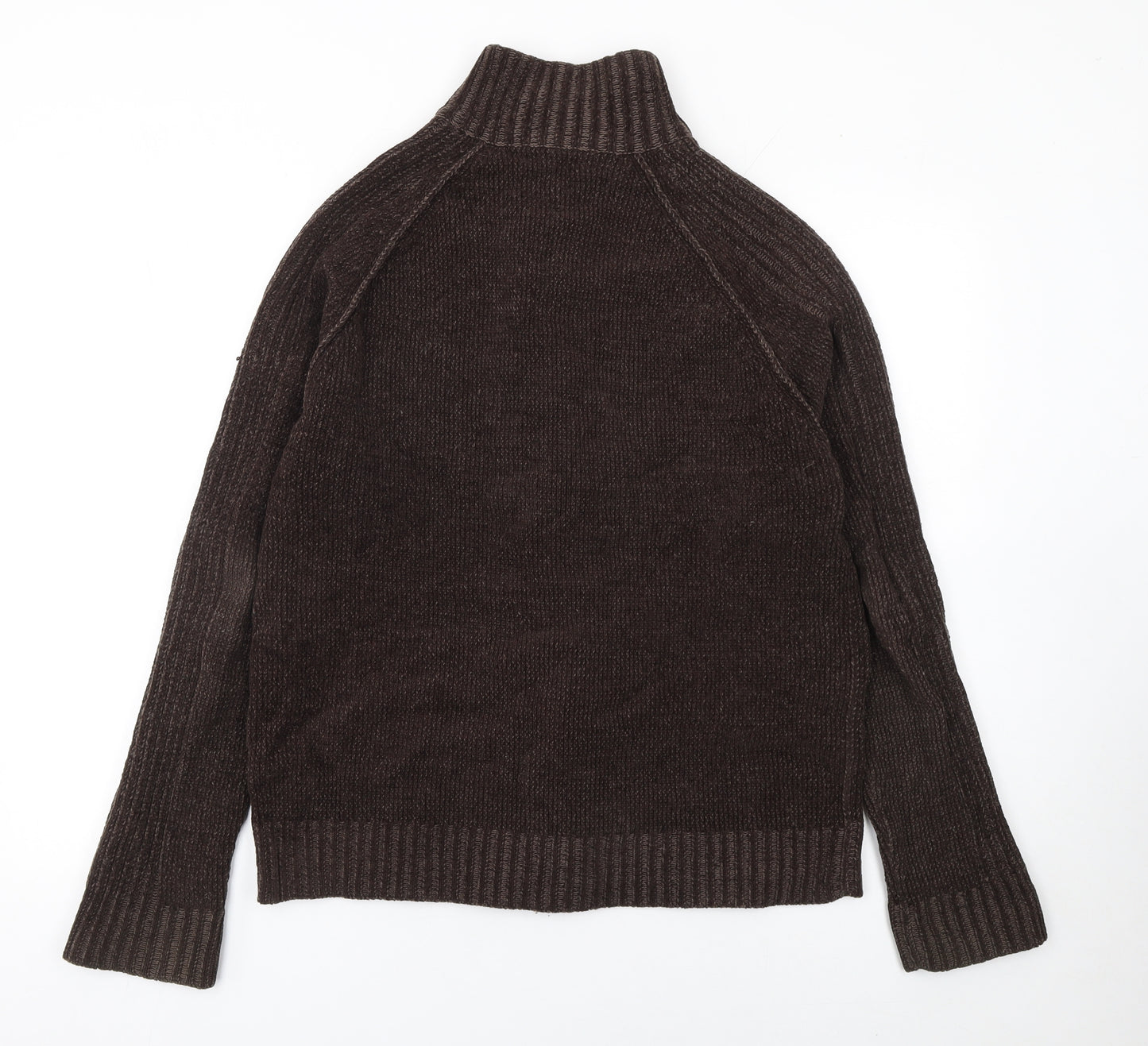 Burton Men's Brown Acrylic Full Zip High Neck Jumper Size L