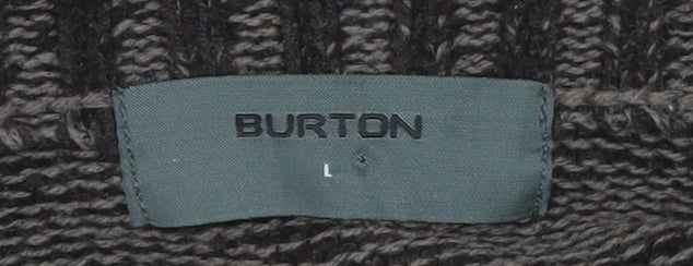 Burton Men's Brown Acrylic Full Zip High Neck Jumper Size L