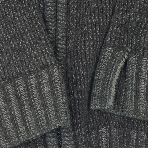 Burton Men's Brown Acrylic Full Zip High Neck Jumper Size L